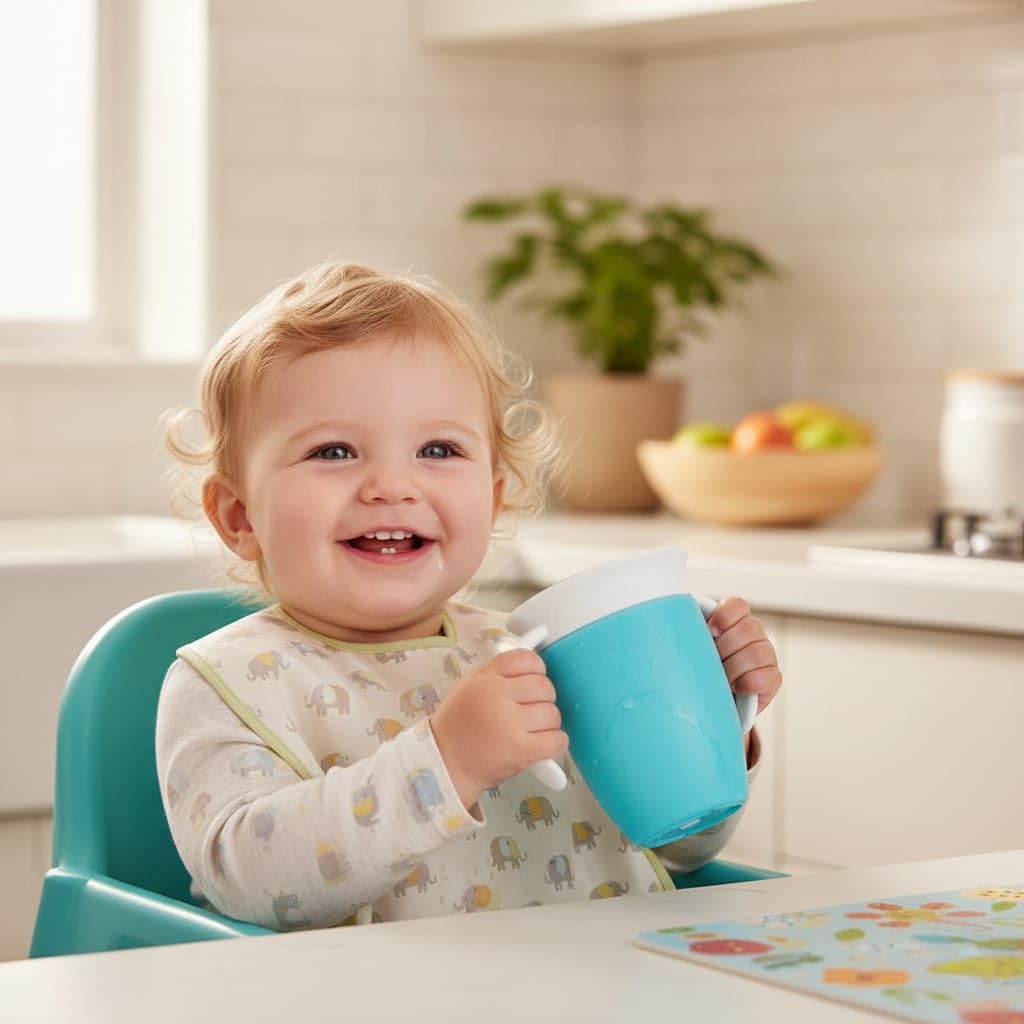 INNTRAW Baby Sippy Cup 200ml | 360° Spill Proof & Leak Proof Silicone Training Cup with Handles | BPA Free Transition Sipper for Babies & Toddlers (Blue)