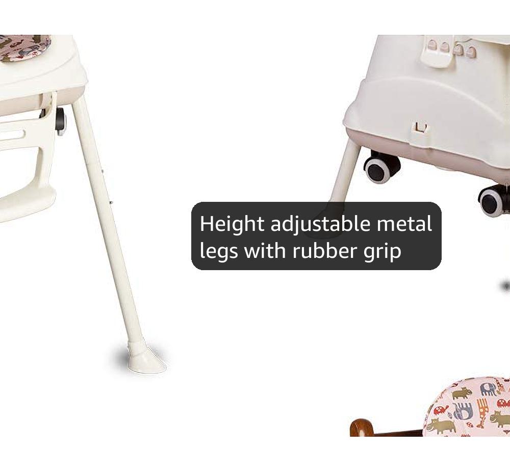 LuvLap 4-in-1 Baby High Chair with Wheels | Adjustable Toddler Feeding Booster Seat | 3 Height Levels | Cushioned Seat | Safe & Sturdy for Kids
