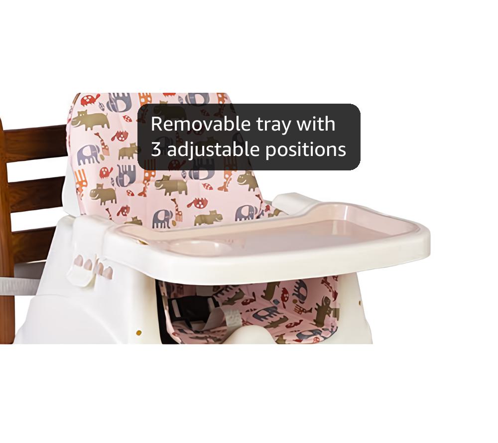 LuvLap 4-in-1 Baby High Chair with Wheels | Adjustable Toddler Feeding Booster Seat | 3 Height Levels | Cushioned Seat | Safe & Sturdy for Kids