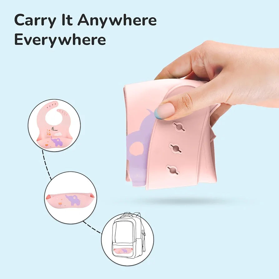 R for Rabbit Premium Silicone Baby Bib | Mess-Free Feeding with Food Catcher Pocket | Soft, Waterproof, BPA-Free & Adjustable