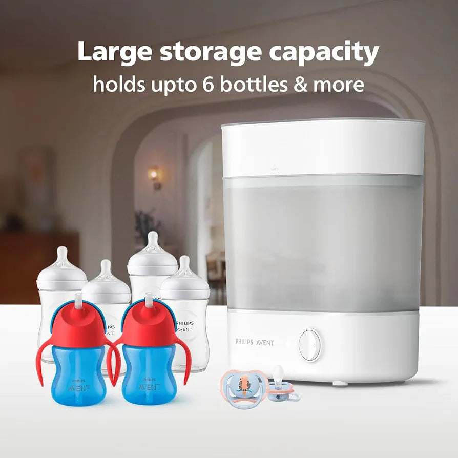 Philips Avent Quick Steam Sterilizer | 99.9% Germ-Free in 10 Minutes | Better Than Boiling | Trusted Baby Care | 2-Year Warranty