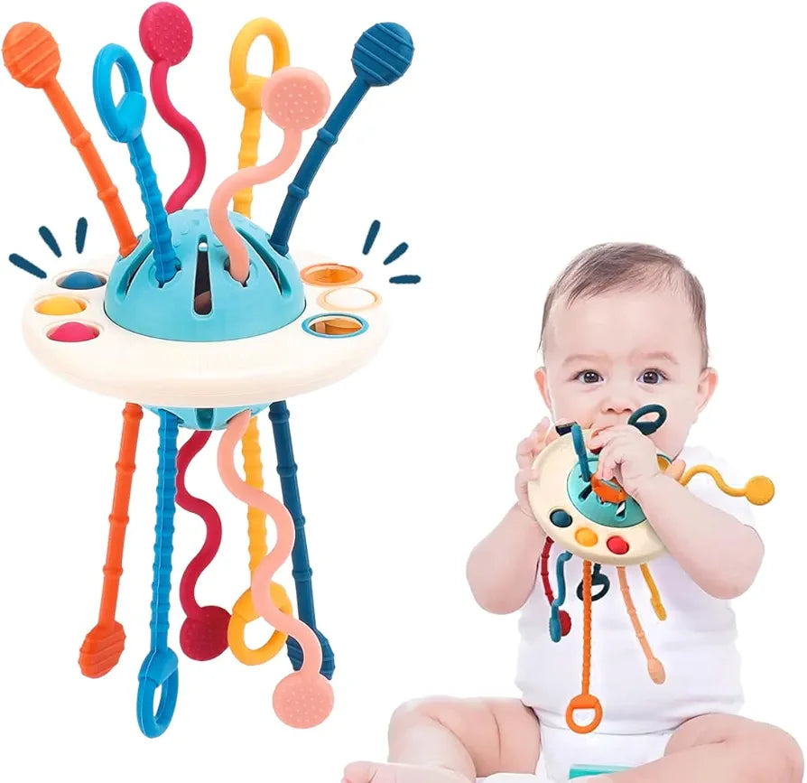 Wembley Pull String Teethers Baby Toys for 6 to 12 Months | BPA Free Food Grade Silicone Fine Motor Skills Montessori Toddler Toys for Babies Girl Boy