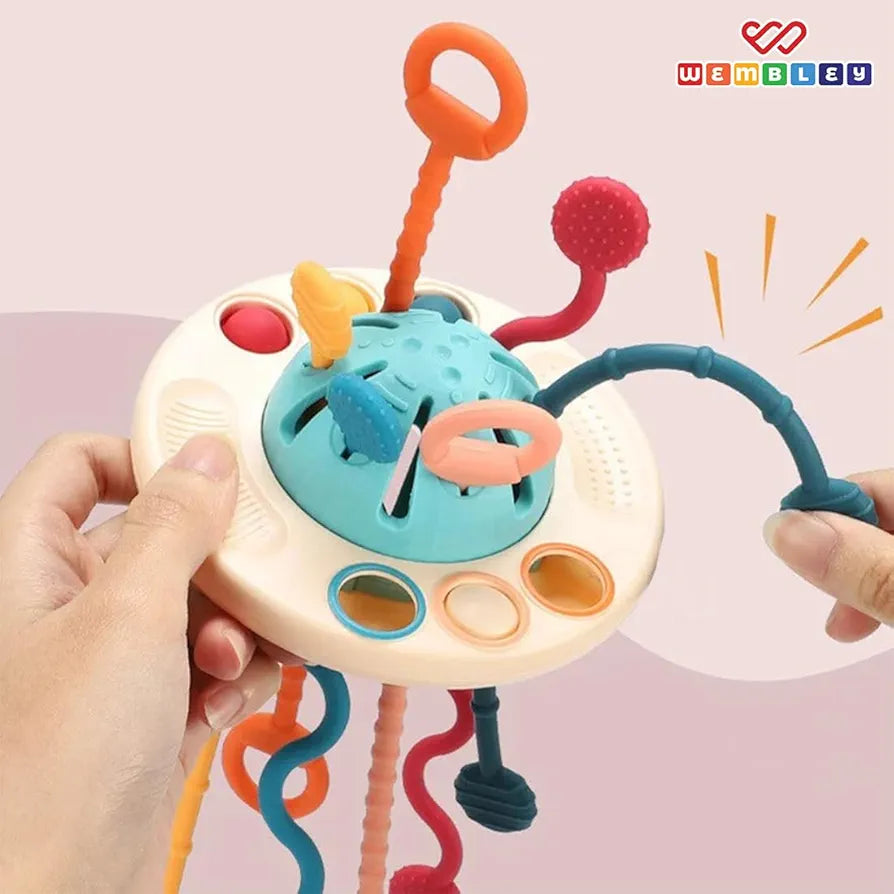 Wembley Pull String Teethers Baby Toys for 6 to 12 Months | BPA Free Food Grade Silicone Fine Motor Skills Montessori Toddler Toys for Babies Girl Boy