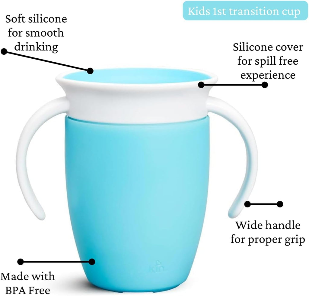 INNTRAW Baby Sippy Cup 200ml | 360° Spill Proof & Leak Proof Silicone Training Cup with Handles | BPA Free Transition Sipper for Babies & Toddlers (Blue)