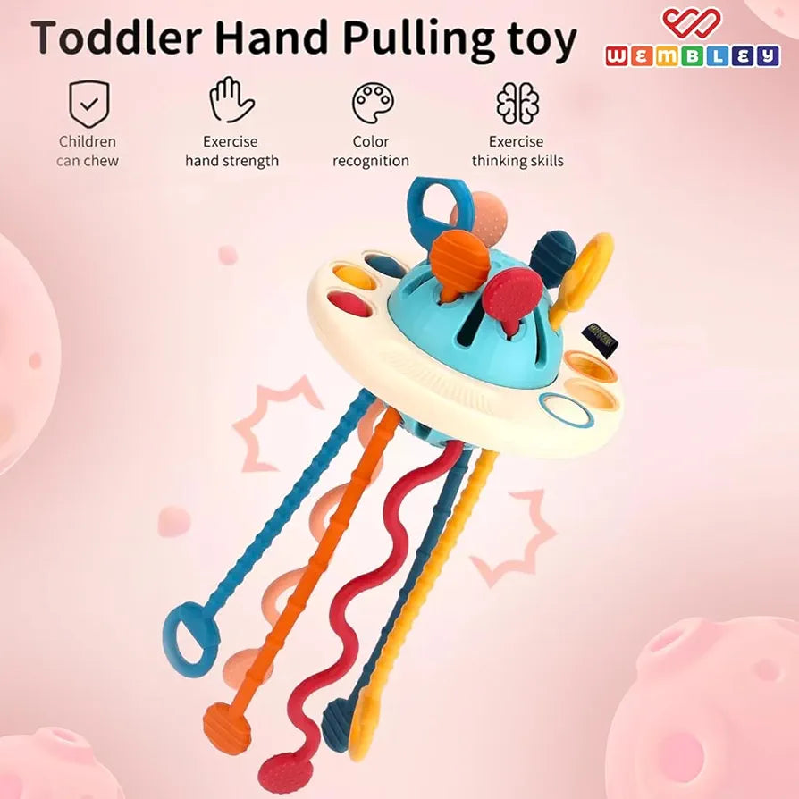 Wembley Pull String Teethers Baby Toys for 6 to 12 Months | BPA Free Food Grade Silicone Fine Motor Skills Montessori Toddler Toys for Babies Girl Boy
