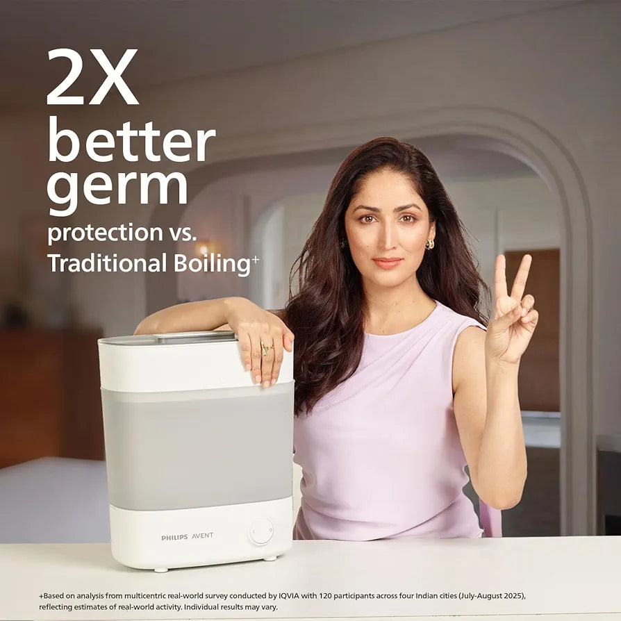 Philips Avent Quick Steam Sterilizer | 99.9% Germ-Free in 10 Minutes | Better Than Boiling | Trusted Baby Care | 2-Year Warranty