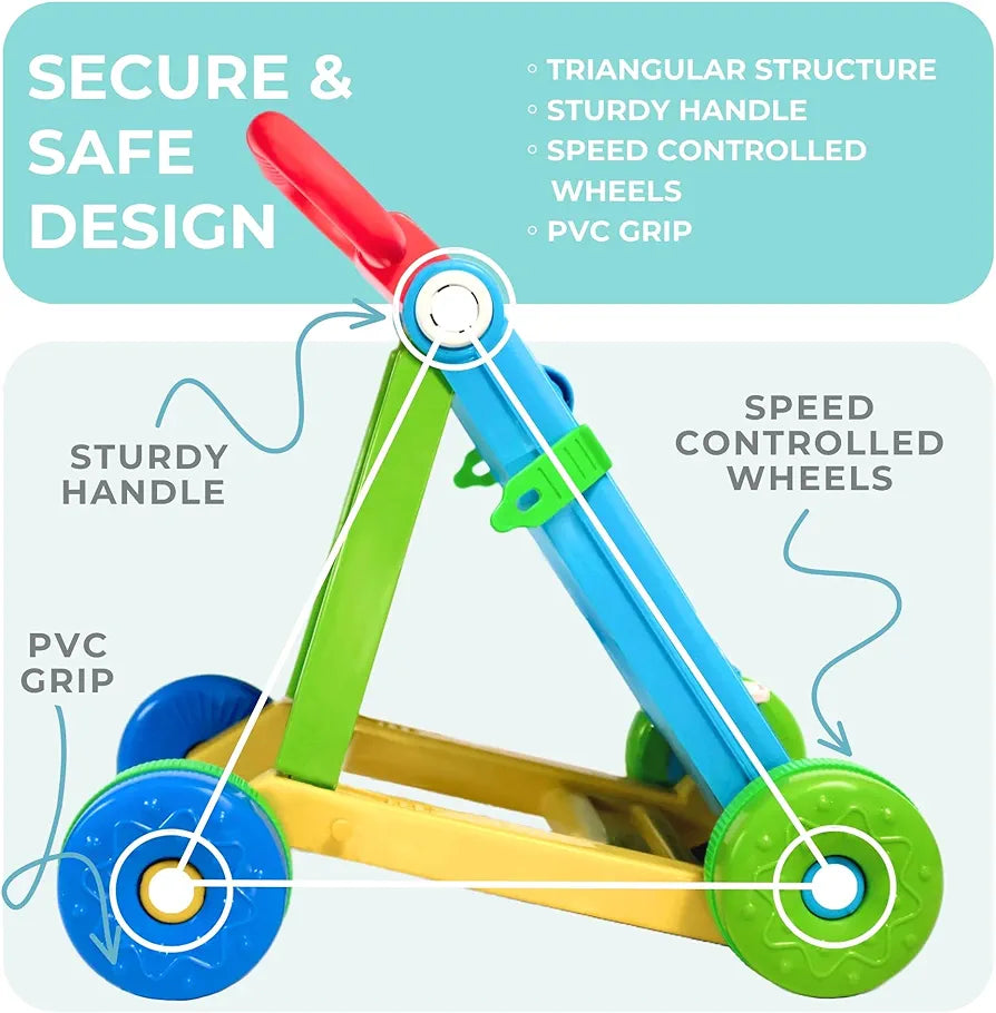Mama Luv Mee Baby Activity Walker & Learning Push Walker | Musical Foldable Walker with Toy Bar | for Babies 6–18 Months