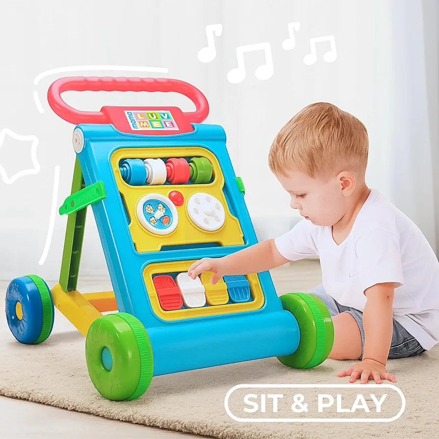 Mama Luv Mee Baby Activity Walker & Learning Push Walker | Musical Foldable Walker with Toy Bar | for Babies 6–18 Months